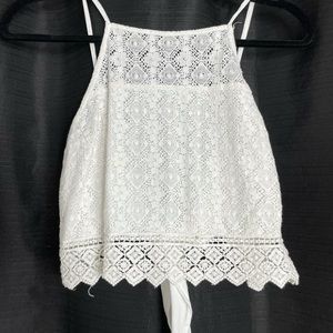 White lace tie back top